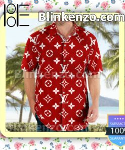Louis Vuitton Logo Monogram Red Luxury Beach Shirts, Swim Trunks a