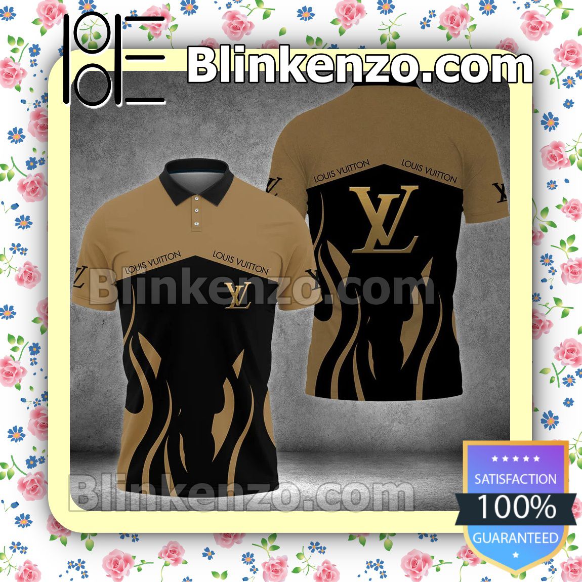 Awesome Louis Vuitton  Lv Luxury Brown And Black Embroidered Polo Shirts