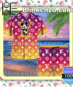 Louis Vuitton Mickey Mouse Monogram Gradient Luxury Beach Shirts, Swim Trunks