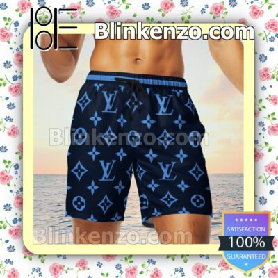 Louis Vuitton Mickey Mouse Navy Monogram Luxury Beach Shirts, Swim Trunks c