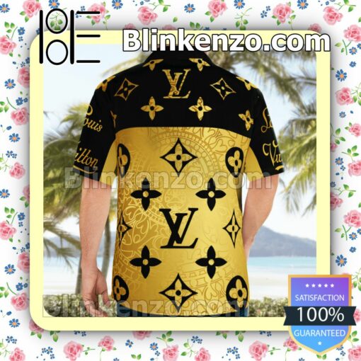 Louis Vuitton Monogram Black Mix Gold Luxury Beach Shirts, Swim Trunks b