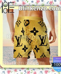 Louis Vuitton Monogram Black Mix Gold Luxury Beach Shirts, Swim Trunks x