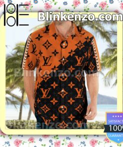 Louis Vuitton Monogram Black Mix Orange Luxury Beach Shirts, Swim Trunks a
