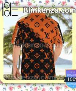 Louis Vuitton Monogram Black Mix Orange Luxury Beach Shirts, Swim Trunks b
