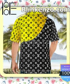 Louis Vuitton Monogram Black Mix Yellow Luxury Beach Shirts, Swim Trunks b