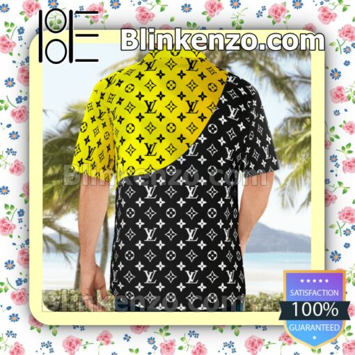 Louis Vuitton Monogram Black Mix Yellow Luxury Beach Shirts, Swim Trunks b