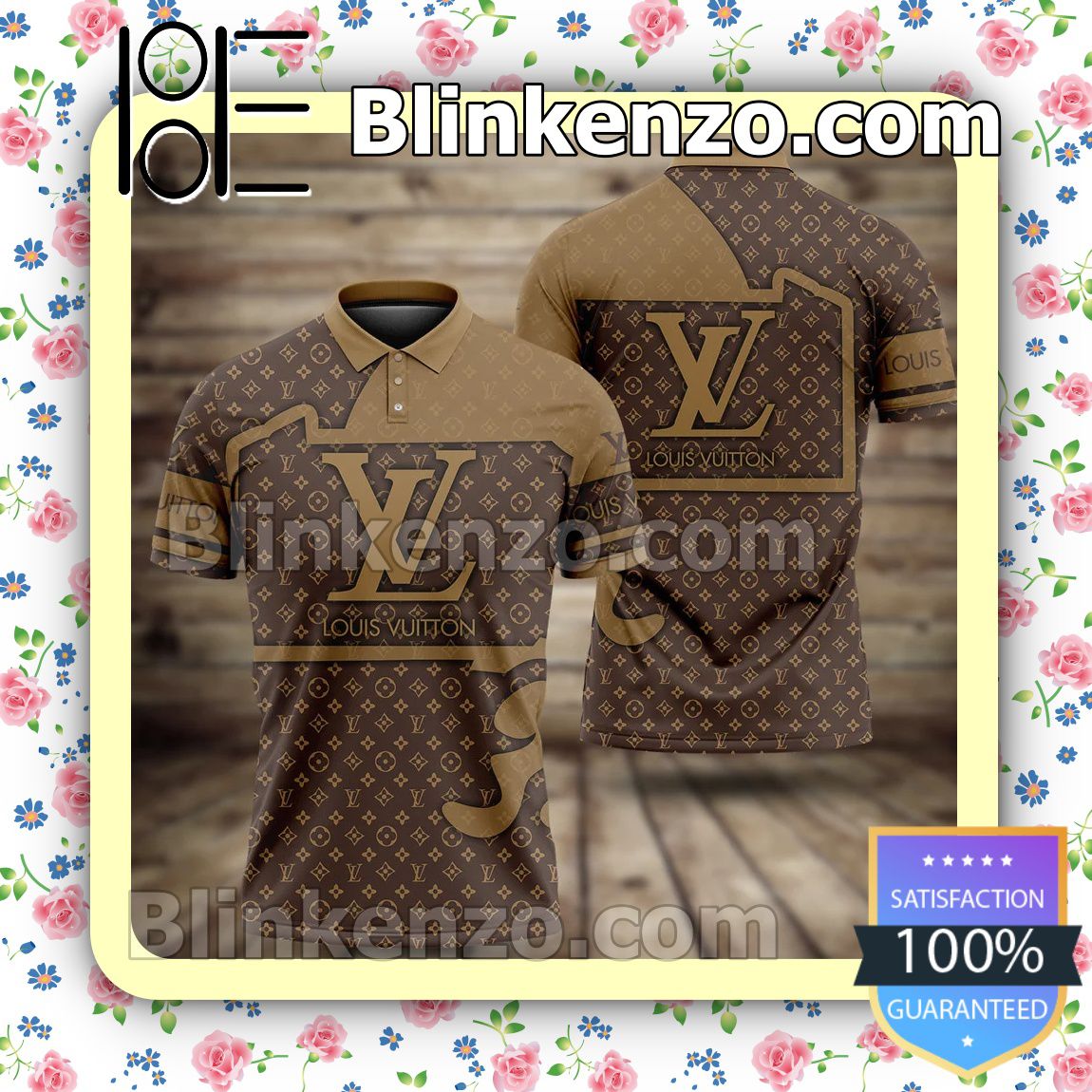 Louis Vuitton Monogram Light And Dark Brown Embroidered Polo Shirts