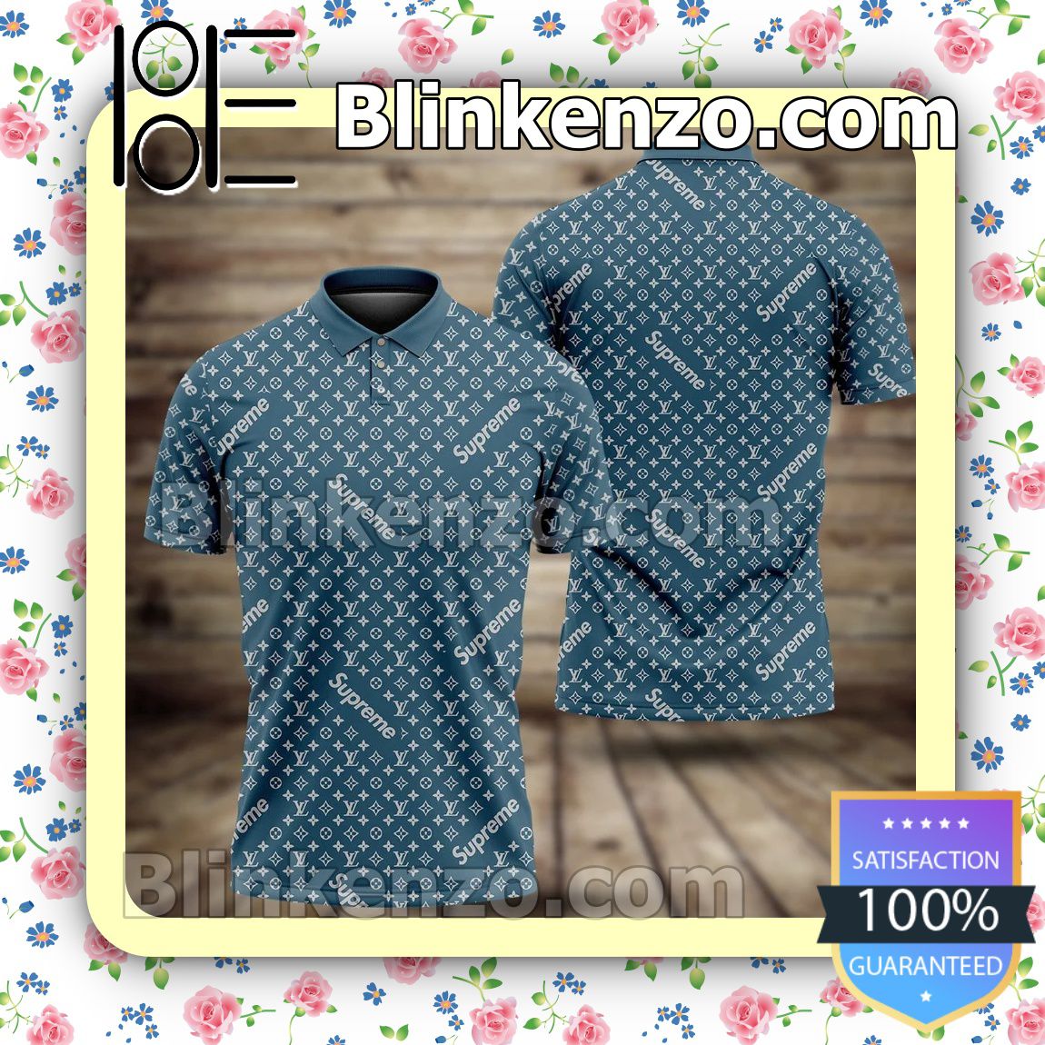 Louis Vuitton Monogram Supreme Blue Embroidered Polo Shirts - Blinkenzo