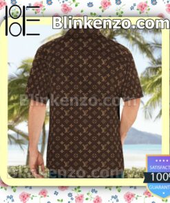 Louis Vuitton Monogram With Big Golden Logo Dark Brown Luxury Beach Shirts, Swim Trunks b