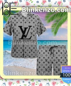 Louis Vuitton Monogram With Big Logo Grey Luxury Beach Shirts, Swim Trunks