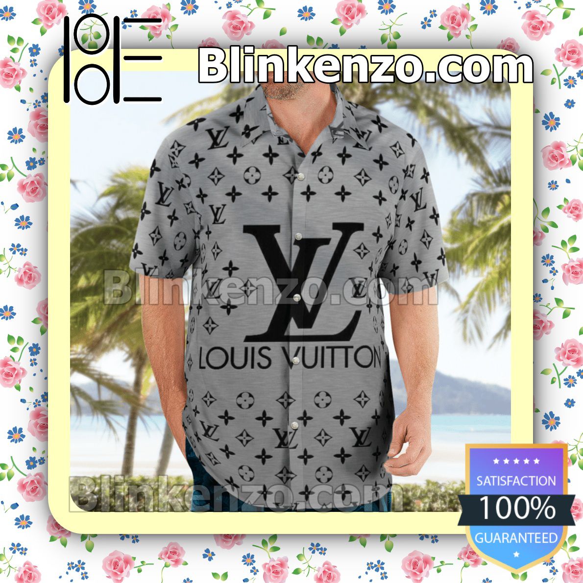 Louis Vuitton Monogram With Big Logo Grey Luxury Beach Shirts, Swim Trunks  - Blinkenzo