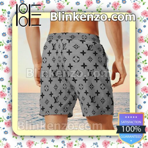 Louis Vuitton Monogram With Big Logo Grey Luxury Beach Shirts, Swim Trunks x