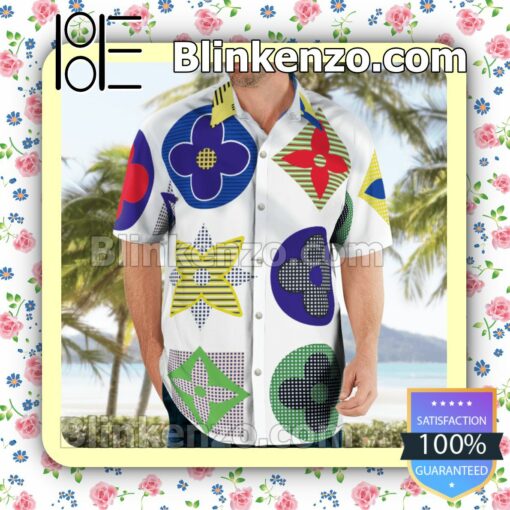 Louis Vuitton Multicolor Flower Logo Luxury Beach Shirts, Swim Trunks a