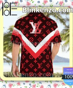 Louis Vuitton Red Monogram With Big V Center Luxury Beach Shirts, Swim Trunks a