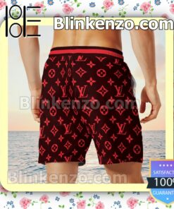 Louis Vuitton Red Monogram With Big V Center Luxury Beach Shirts, Swim Trunks c