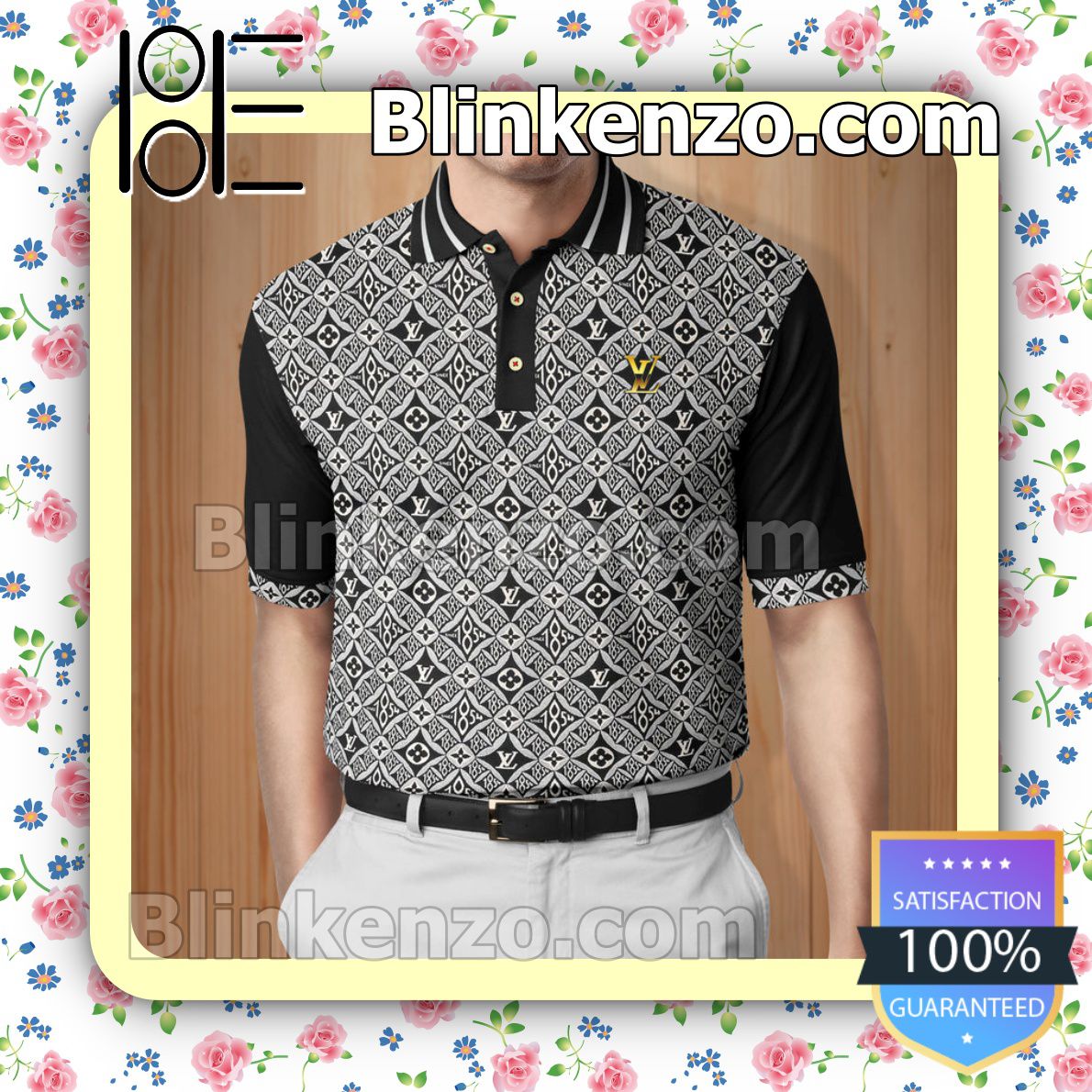 Louis Vuitton Since 1854 Black Monogram Embroidered Polo Shirts