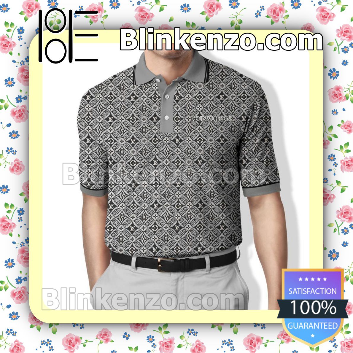 Louis Vuitton Since 1854 Grey Monogram Embroidered Polo Shirts