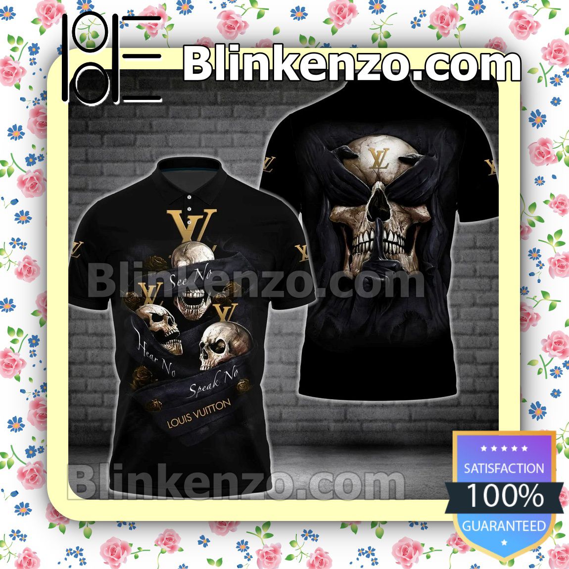 Louis Vuitton Skull See No Hear No Speak No Embroidered Polo Shirts