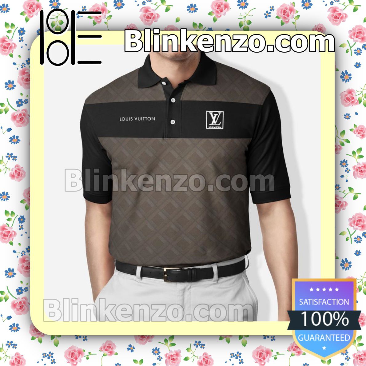 Louis Vuitton Special Logo Line Squares Pattern Embroidered Polo Shirts