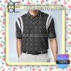 Louis Vuitton White Logo Monogram Black Embroidered Polo Shirts