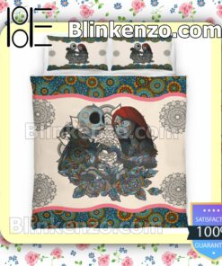 Love Forever Jack And Sally Mandala Flower Pattern Queen King Quilt Blanket Set