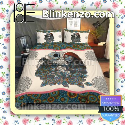 Love Forever Jack And Sally Mandala Flower Pattern Queen King Quilt Blanket Set a