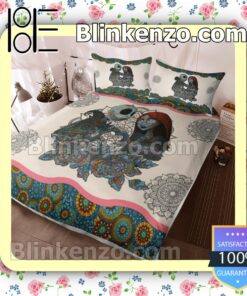 Love Forever Jack And Sally Mandala Flower Pattern Queen King Quilt Blanket Set c