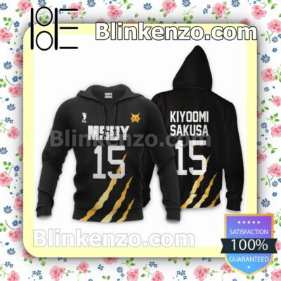 MSBY Kiyoomi Sakusa Uniform Number 15 Haikyuu Anime Personalized T-shirt, Hoodie, Long Sleeve, Bomber Jacket c