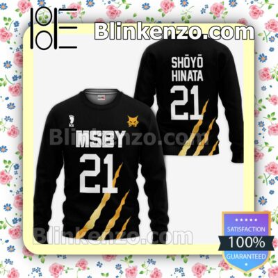 MSBY Shoyo Hinata Uniform Number 21 Haikyuu Anime Personalized T-shirt, Hoodie, Long Sleeve, Bomber Jacket a