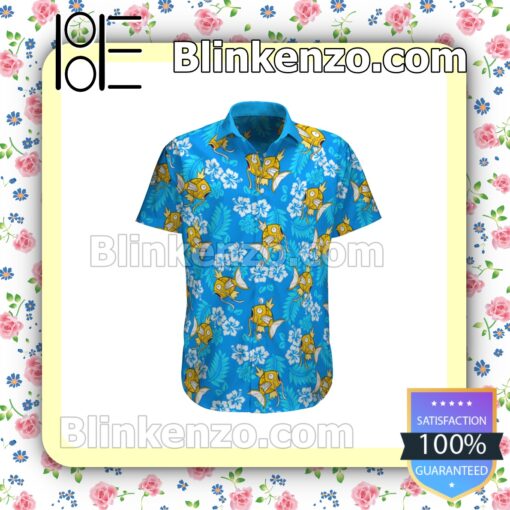 Magikarp Pokemon Floral Pattern Blue Summer Hawaiian Shirt