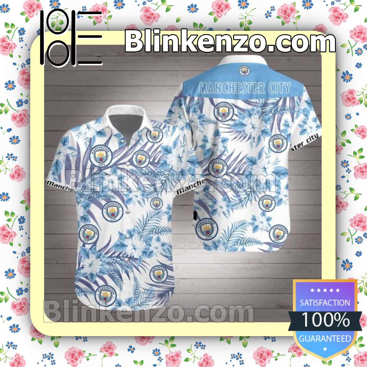 Manchester City Blue Tropical Floral White Summer Shirts