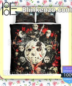 Many Face Of Jason Horror Halloween Night Queen King Quilt Blanket Set