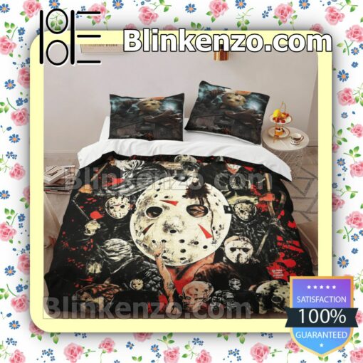 Many Face Of Jason Horror Halloween Night Queen King Quilt Blanket Set c