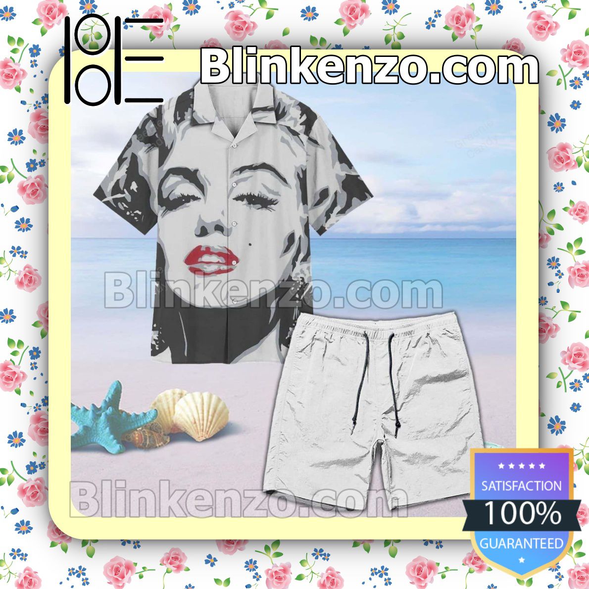 Marilyn Monroe Unisex Summer Hawaiian Shirt, Mens Shorts