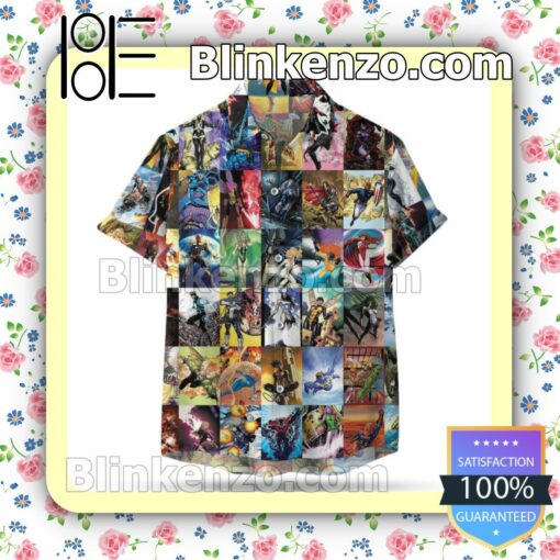 Marvel Comics Superhero Summer Hawaiian Shirt, Mens Shorts