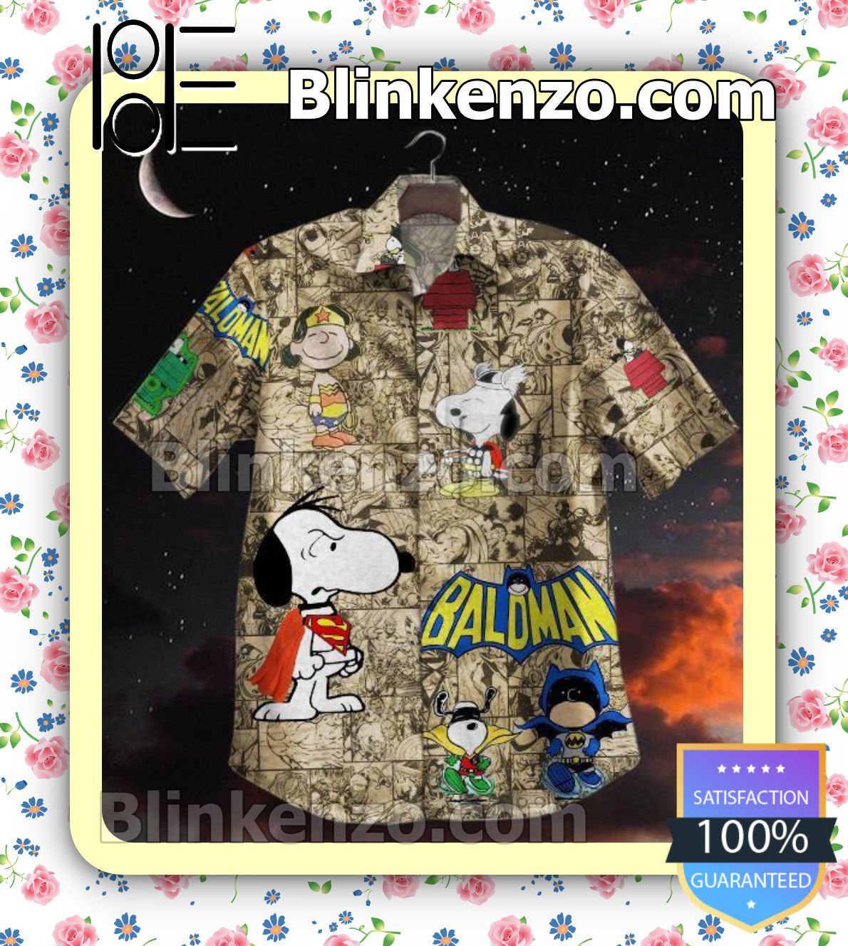Marvel Snoopy Baldman Casual Button-down Shirts