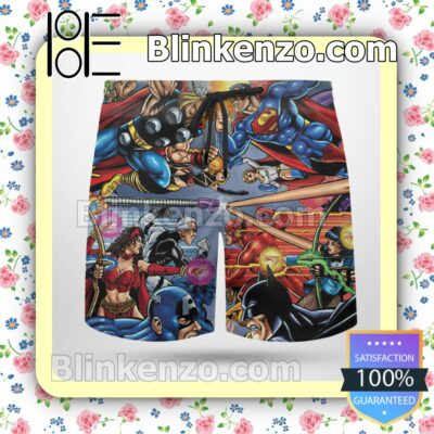 Marvel vs DC Summer Hawaiian Shirt, Mens Shorts a