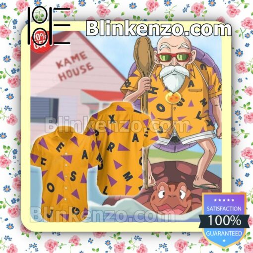 Master Roshi Dragon Ball Orange Summer Hawaiian Shirt, Mens Shorts