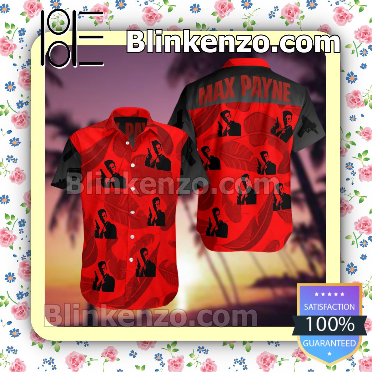 Max Payne Red Summer Hawaiian Shirt, Mens Shorts