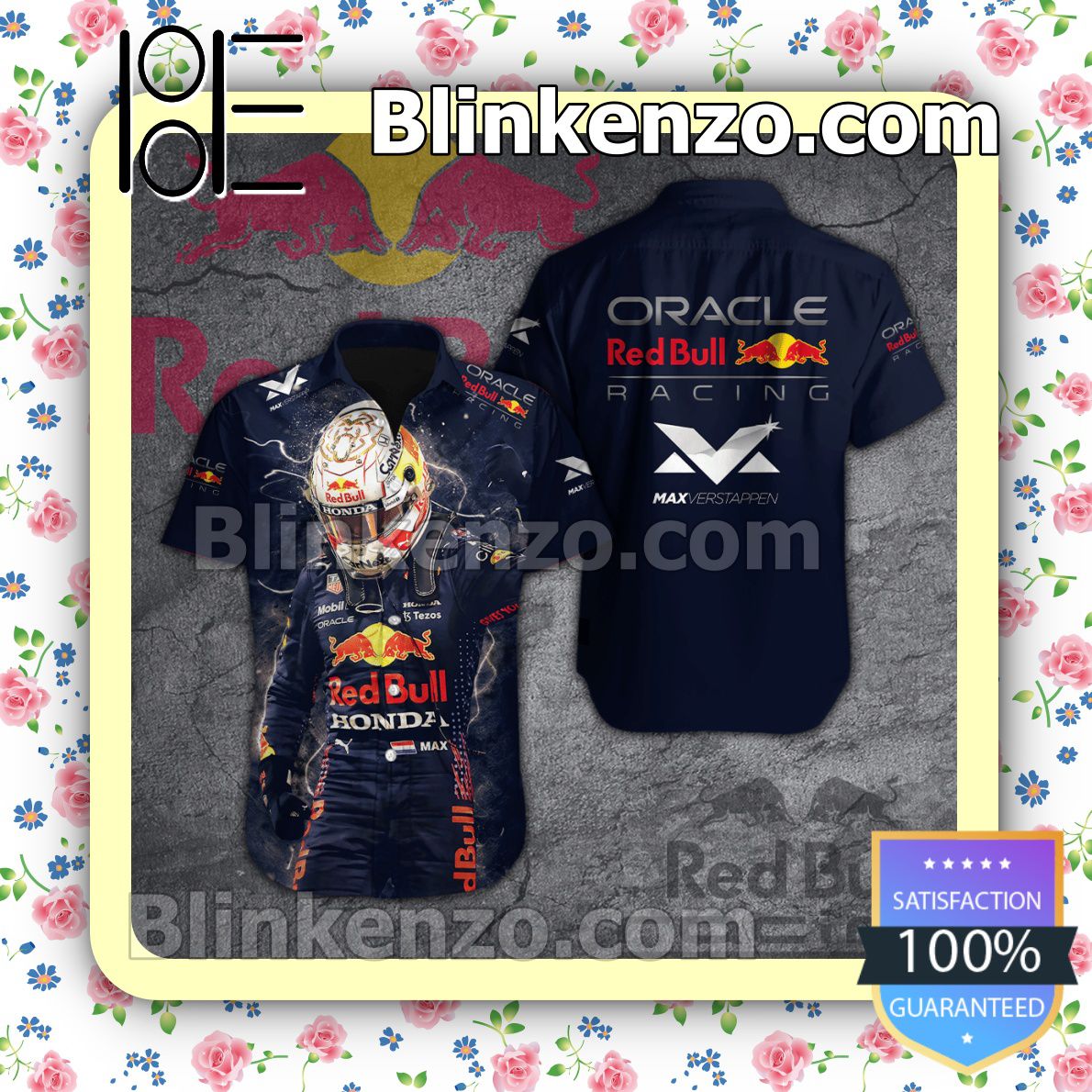 Max Verstappen MV33 Oracle Red Bull Racing Navy Summer Hawaiian Shirt, Mens Shorts