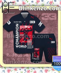Max Verstappen MV33 Red Bull Racing Champion World Puma Navy Summer Hawaiian Shirt