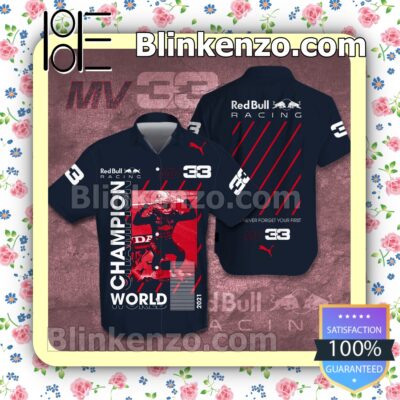 Max Verstappen MV33 Red Bull Racing Champion World Puma Navy Summer Hawaiian Shirt a