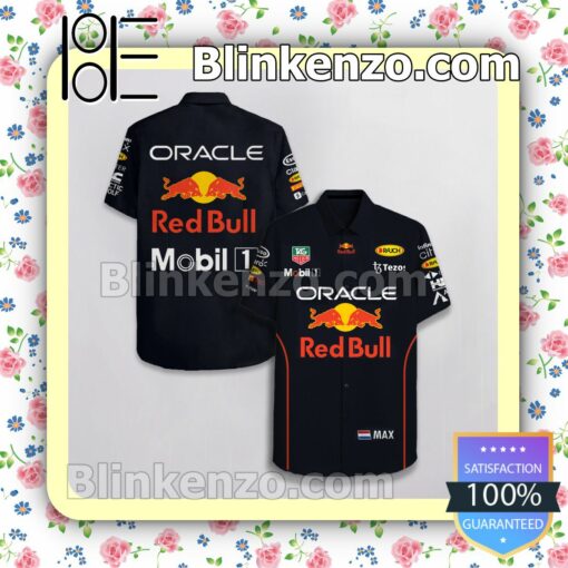 Max Verstappen Oracle Red Bull F1 Racing Mobil 1 Tag Heuer Tezos Black Summer Hawaiian Shirt, Mens Shorts a