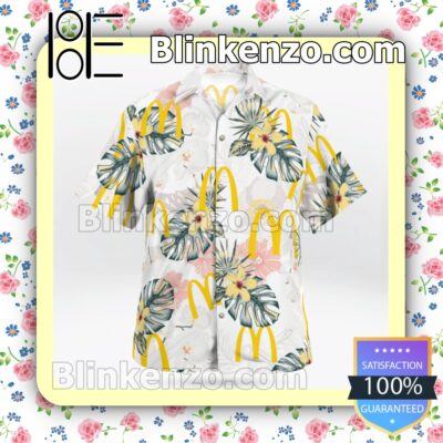 McDonald's Logo Flowery White Summer Hawaiian Shirt