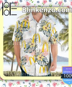 McDonald's Logo Flowery White Summer Hawaiian Shirt a