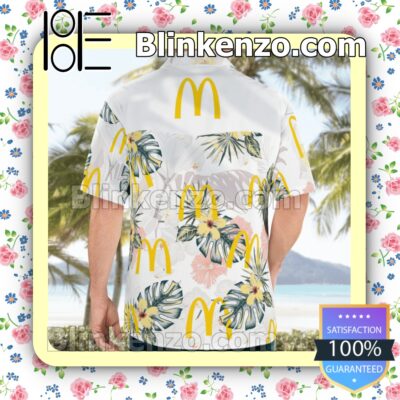 McDonald's Logo Flowery White Summer Hawaiian Shirt b