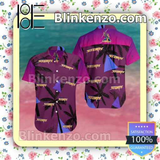 Melbourne Storm Purple Summer Hawaiian Shirt, Mens Shorts