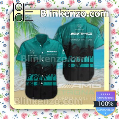 Mercedes AMG Petronas F1 Team Black Turquoise Summer Hawaiian Shirt a