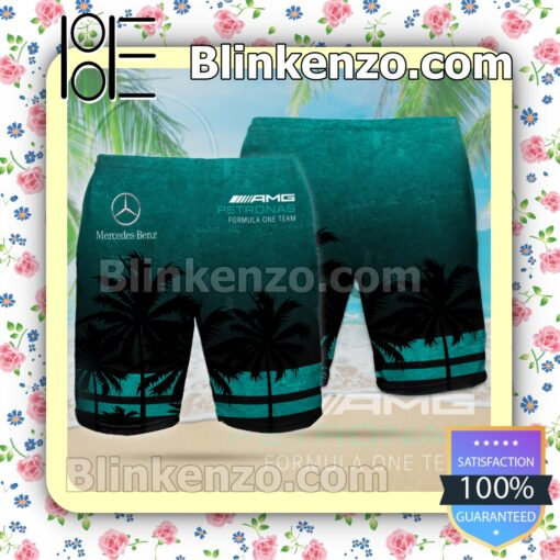 Mercedes AMG Petronas F1 Team Black Turquoise Summer Hawaiian Shirt b