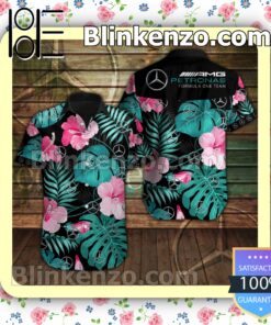 Mercedes AMG Petronas F1Team Flowery Black Summer Hawaiian Shirt a